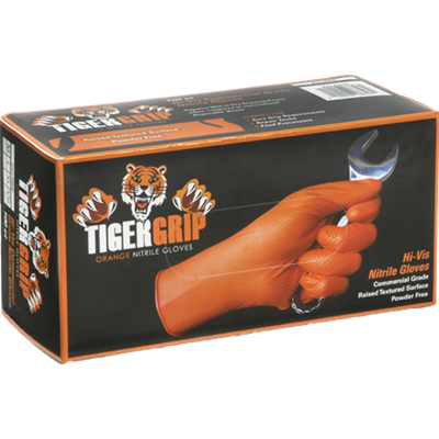 Tigergrip橙色的氮毛手套，XL
